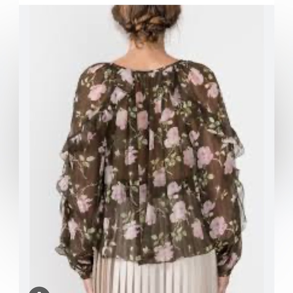 $295 Ulla Johnson Floral 100% silk Azalea Blouse - Picture 4 of 10
